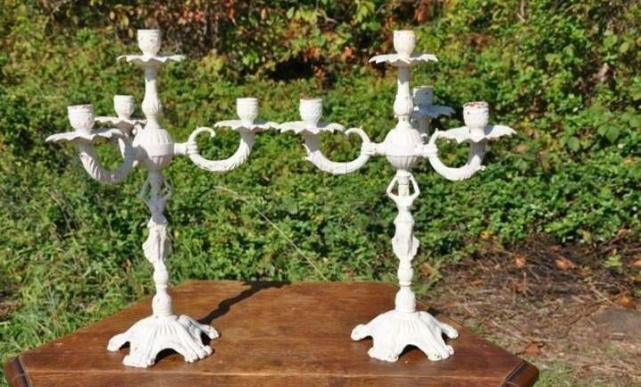 § paire de chandelier pied porteuse d'eau régule peint, Enlèvement ou Envoi, Autres matériaux