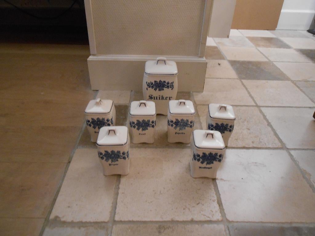 7 vintage kruidenpotten, Antiek en Kunst, Ophalen of Verzenden