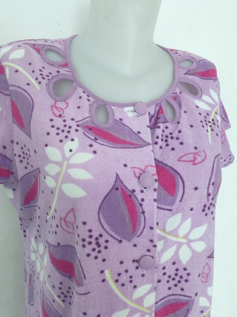 DAMART Vintage paarse bloemenjurk maat L/XL, Kleding | Dames, Topjes, Zo goed als nieuw, Wit, Korte mouw, Ophalen of Verzenden