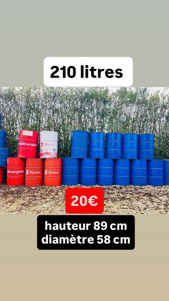 Baril fût bidon tonneau métal 210l (grand). LIVRAISON possib, Enlèvement ou Envoi, Comme neuf, Métal