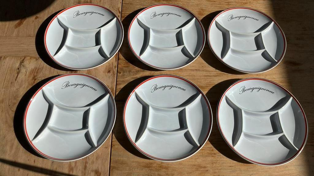 Fondue / Bourguignonne borden set van 6st, Enlèvement, Comme neuf, Assiettes(s)