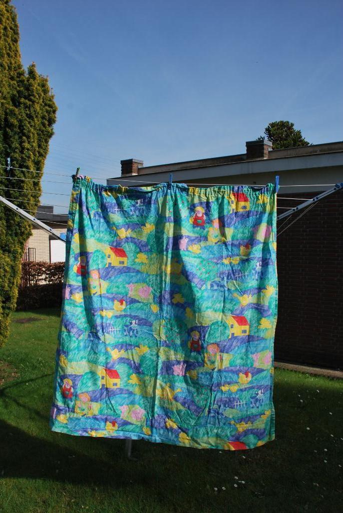 Tenture verte pour enfant avec motifs de ferme colorés TB, Enlèvement ou Envoi, Utilisé, Rideaux ou Lamelles