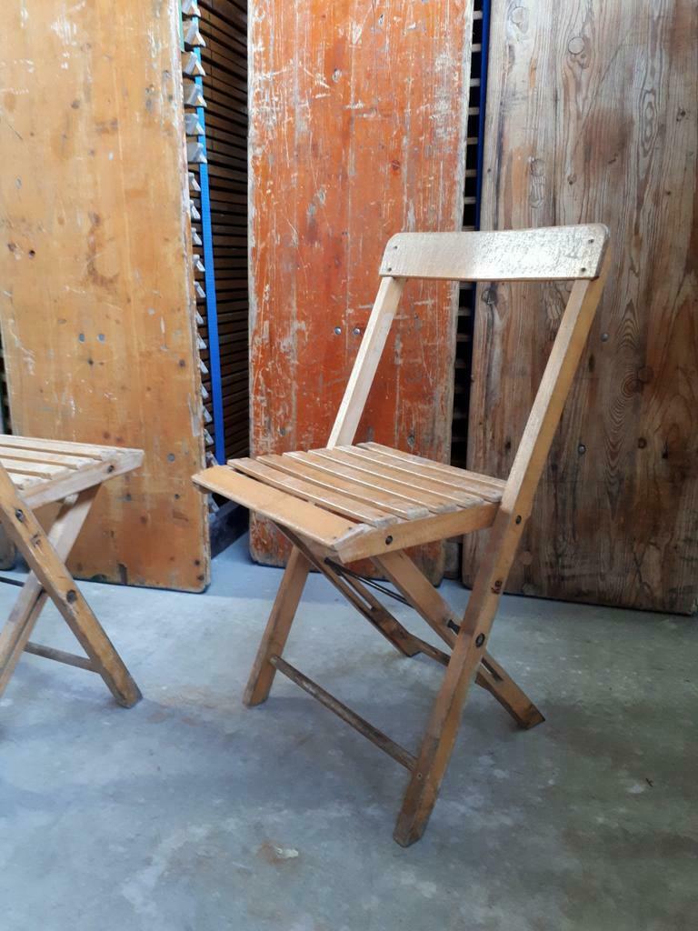 Lot de chaises pliantes anciennes en bois vintage chaises pl, Enlèvement ou Envoi, Utilisé, Bois, Cinq, Six Chaises ou plus