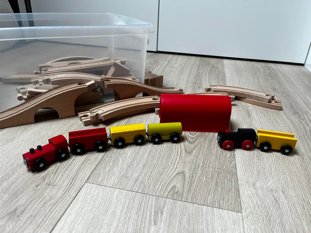 Houten treinset, Kinderen en Baby's, Ophalen, Gebruikt