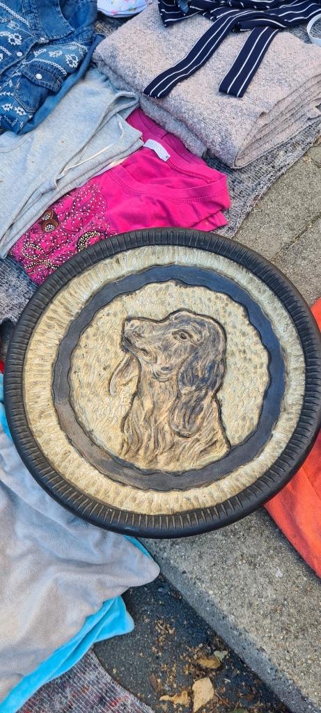 Plat vintage chien +/- 30 cm, Antiquités & Art, Curiosités & Brocante, Enlèvement
