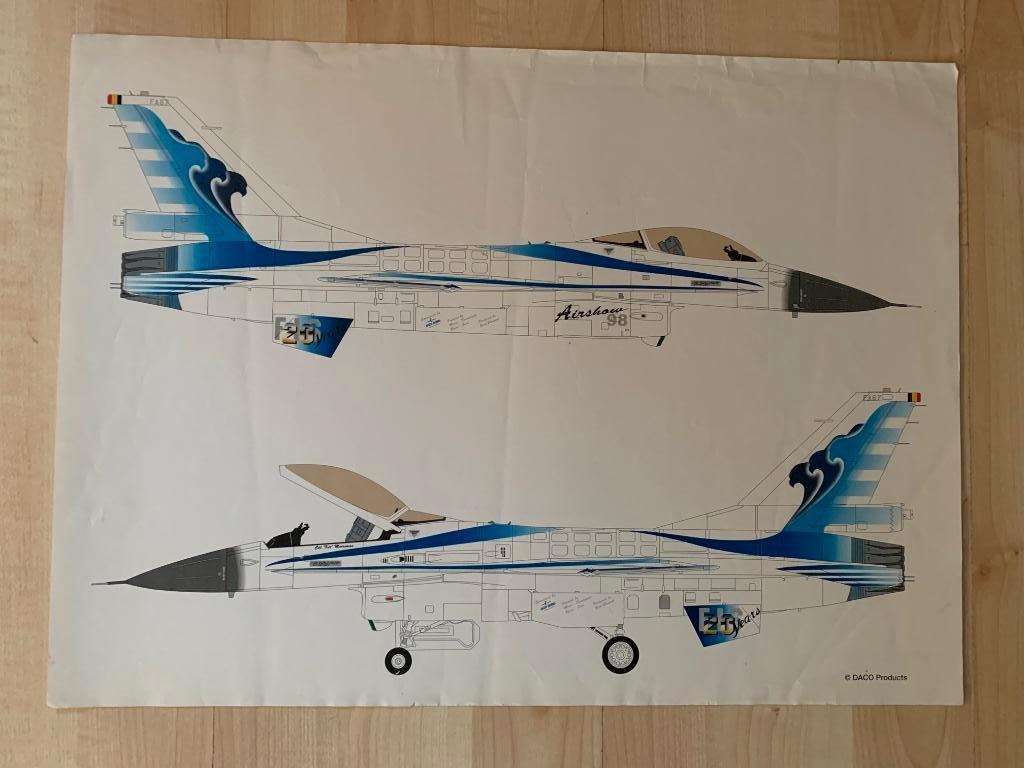 Poster F16 Demo Team Belgian Air Force DACO 1998 - Meersman, Ophalen of Verzenden, Luchtmacht, Foto of Poster