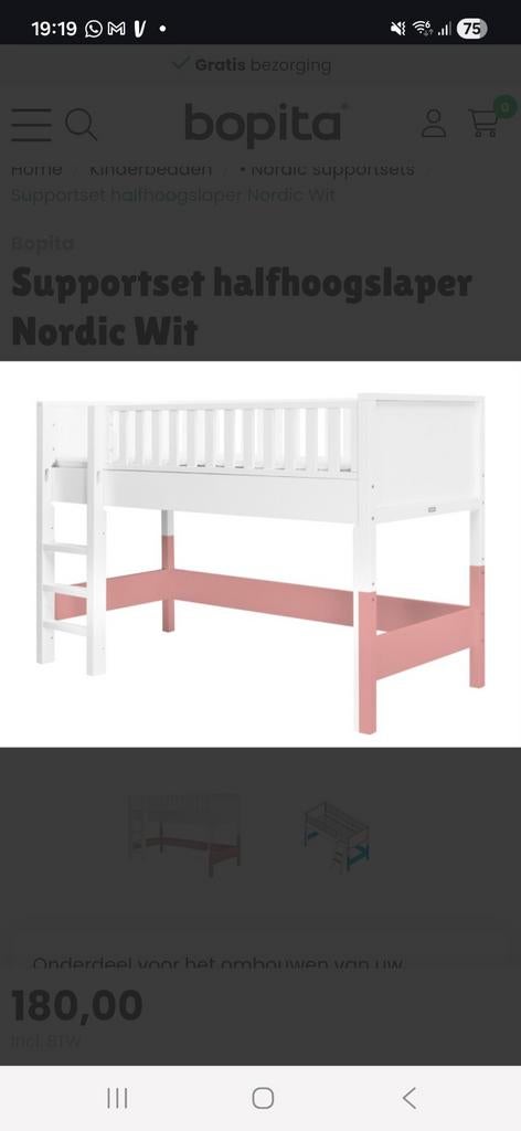 Supportset halfhoogslaper bopita bed nordic, Ophalen