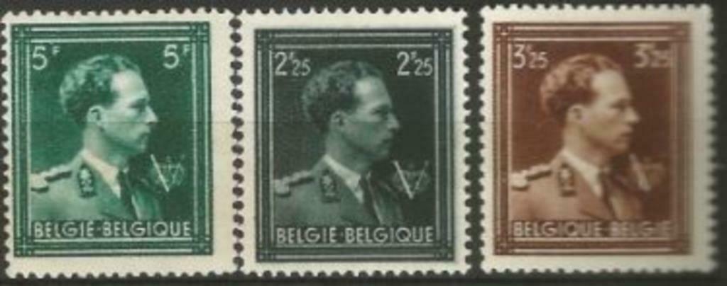 694/696 Effigie de S.M. Le Roi Léopold III Type "Col ouvert", Enlèvement ou Envoi, Timbre-poste, Trace d'autocollant