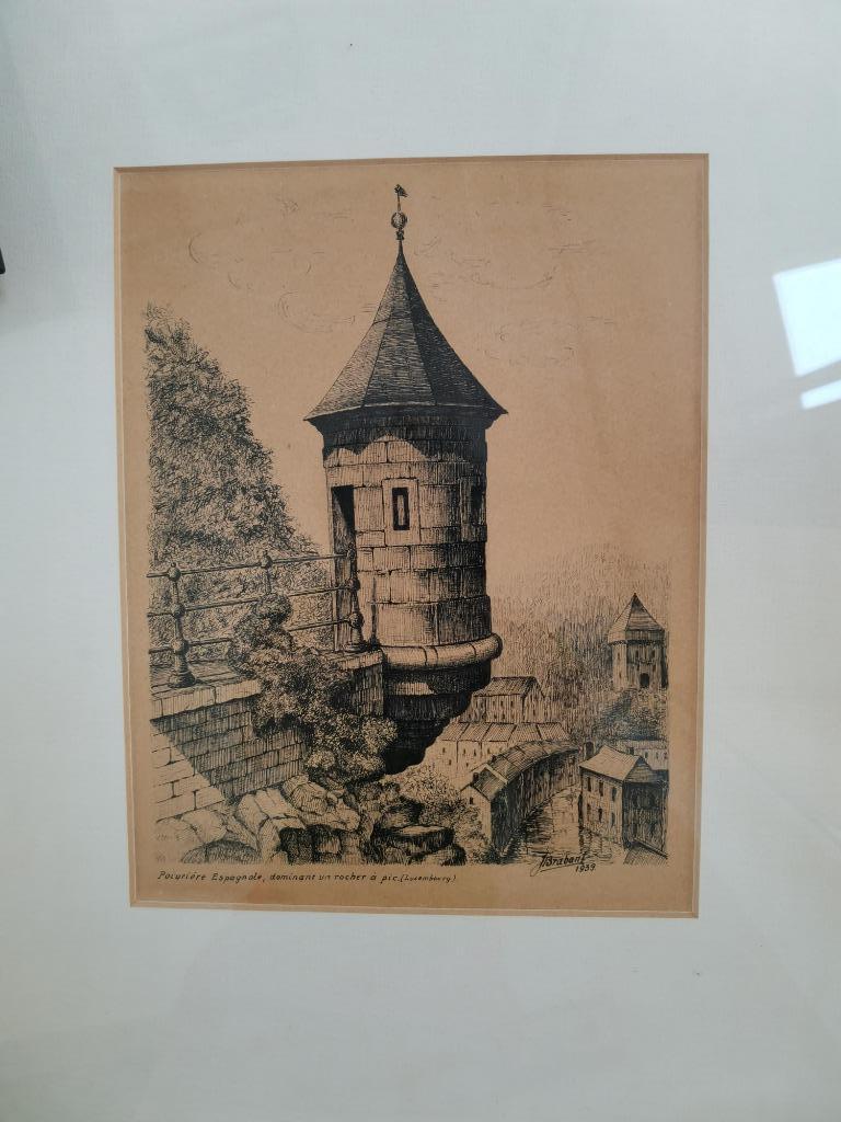 dessin à la plume (1939) Echauguette espagnole - Luxembourg, Enlèvement ou Envoi