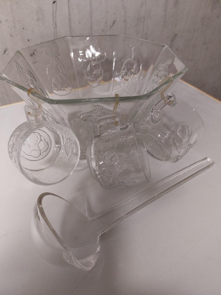 punch(in glas) met 6 tassen (in glas), Huis en Inrichting, Ophalen, Glas