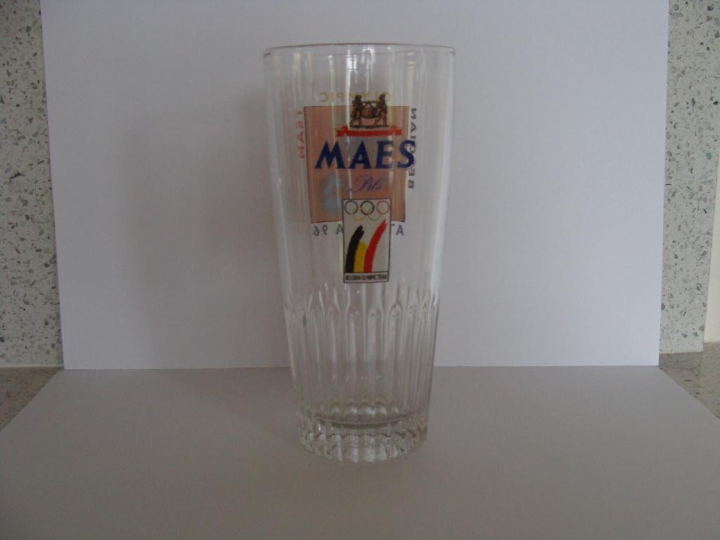 1verre Maes Pils Olympic Belgian, Atlanta 1996 vintage neuf, Enlèvement ou Envoi, Neuf, Verre ou Verres