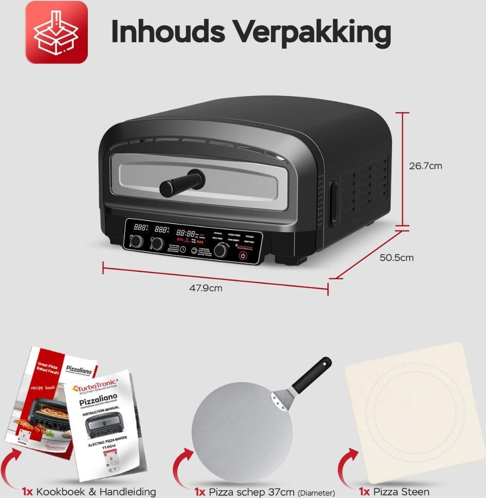 Elektrische Pizza Oven – 2000W -500°C - 37x37 cm Pizzasteen, Neuf, Support@maxxtools.be, Enlèvement ou Envoi, MaxxGarden