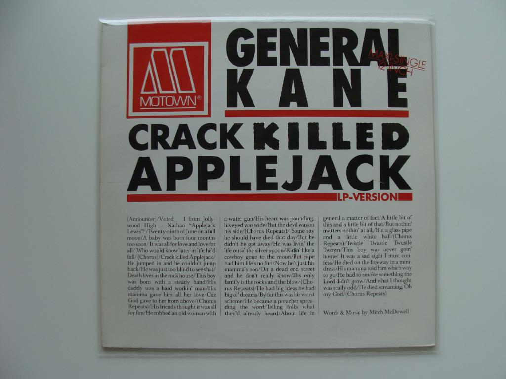 General Kane – Crack Killed Applejack (1986), Enlèvement ou Envoi, 12 pouces