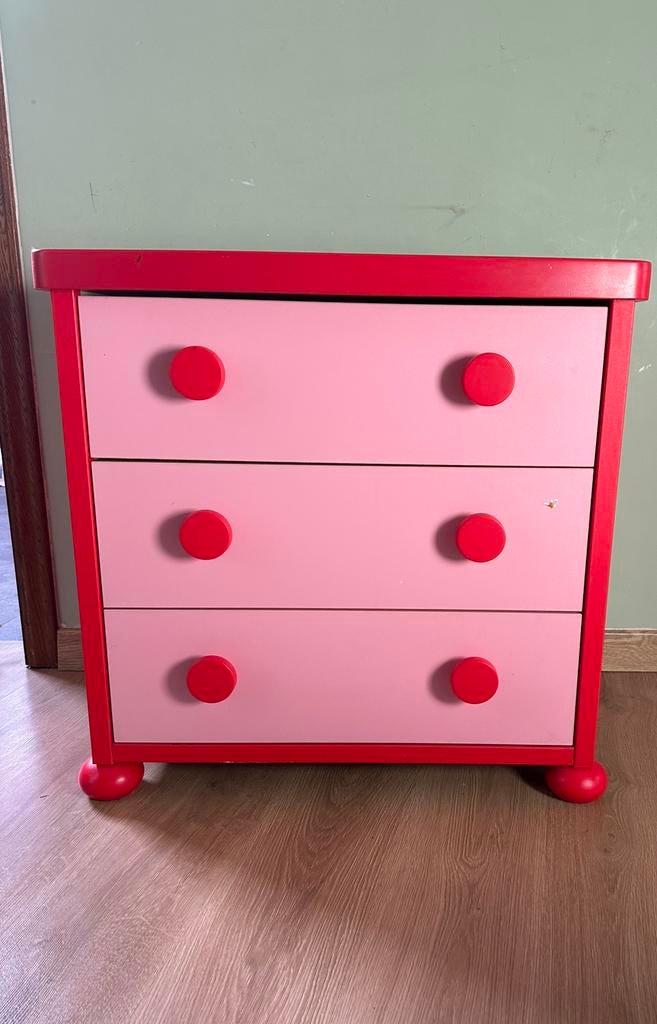 Mamut Ikea rood/roze ladenkast, Ophalen, Gebruikt, 3 of 4 laden, Overige houtsoorten