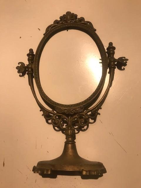 Bronzen spiegel of foto houder, regelbaar., Ophalen of Verzenden, Brons