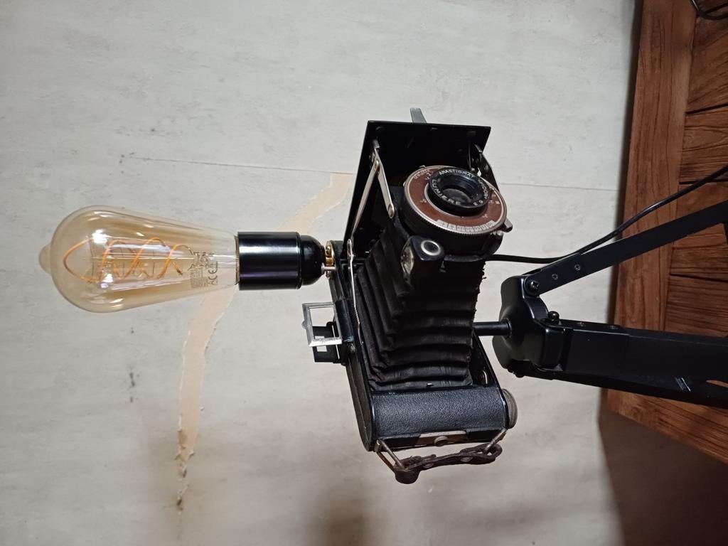 Lampe vintage industriel loft mancave appareil photo ancien, Enlèvement ou Envoi, Comme neuf, Verre
