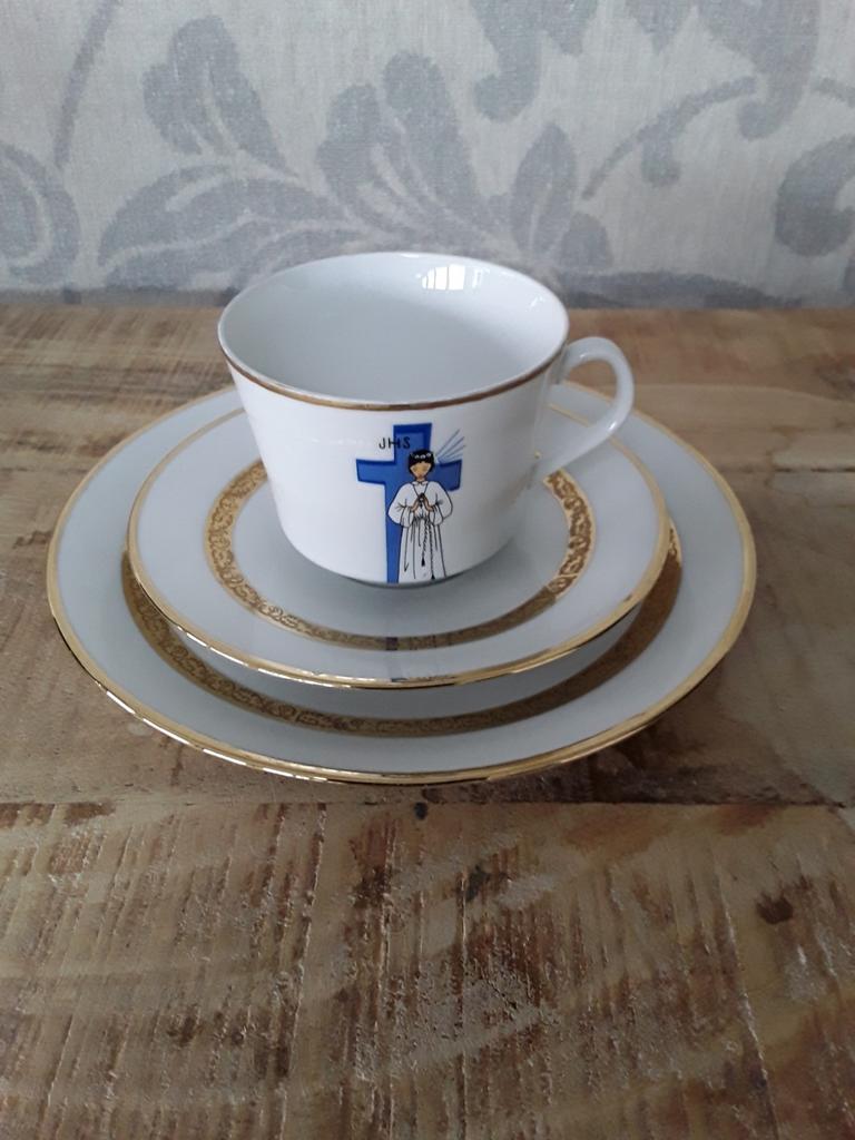 Communie kop met schotel, driedelig (meisje), Antiek en Kunst, Ophalen of Verzenden