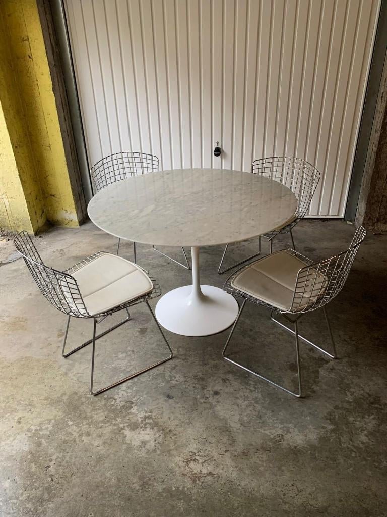 Saarinen Knoll Tulip tafelset + 4 stuks Bertoia Knoll, Ophalen, Gebruikt