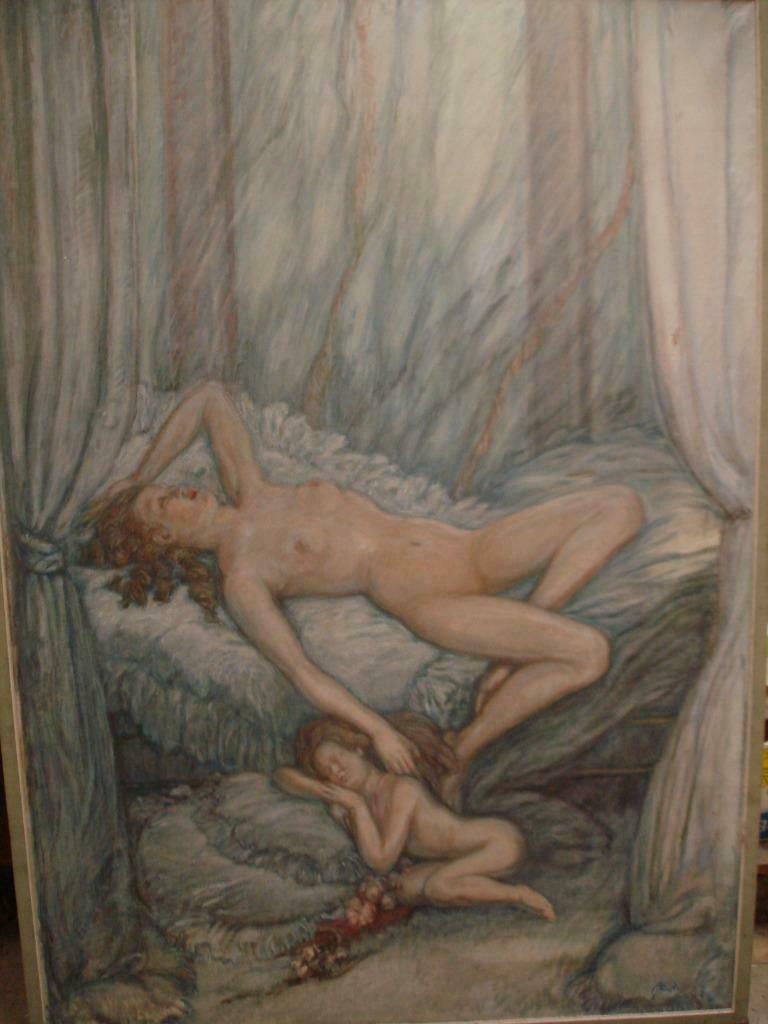 ARMAND PAULIS Brussel XL olieverf/doek L'amour endormi naakt, Ophalen