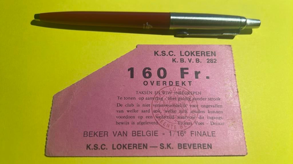 Ticket Lokeren Beveren 1/16 Beker van België 79/80, Verzenden