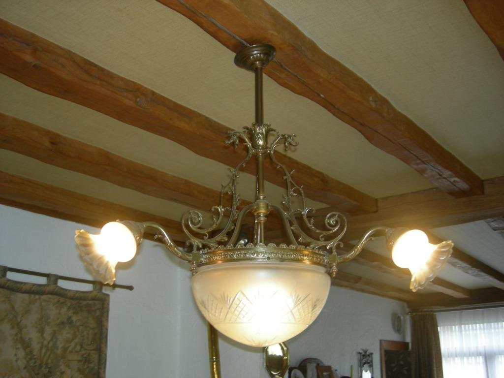 Lustre en bronze, Enlèvement, Utilisé, Verre, Napoléon III
