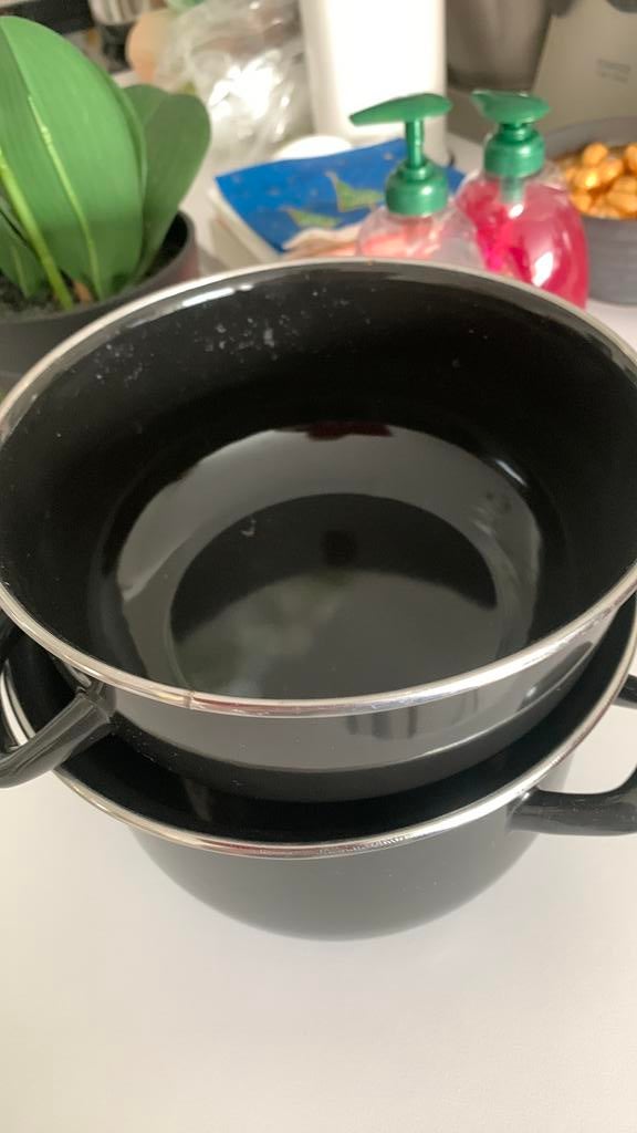 Zwarte mosselpot, Huis en Inrichting, Ophalen, Inox, Gebruikt, Keramische plaat