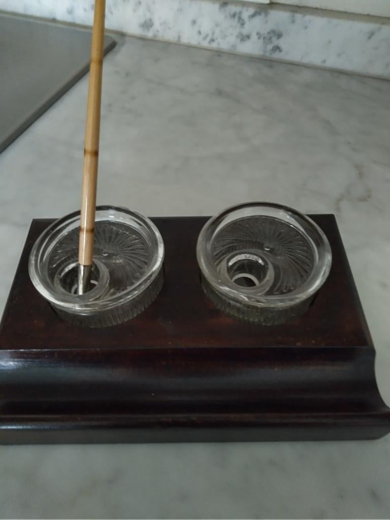 Art deco Decoratief oud inktstel hout en glas, Antiek en Kunst, Ophalen of Verzenden