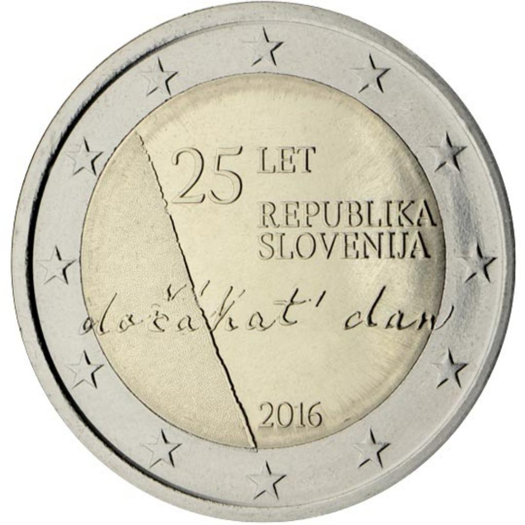 2 euro Slovenië 2016 UNC 25e verjaardag van de onafhankelijk, Ophalen of Verzenden, Slovenië, 2 euro, Setje