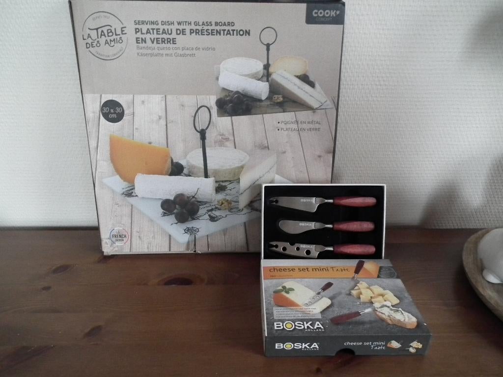 Boska glazen schaal en 3 messen, Verzenden, Overige typen, Nieuw, Glas