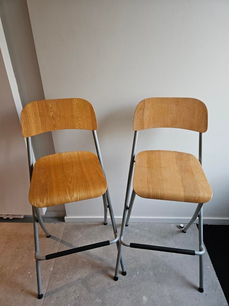 2 chaises de bar Ikea pliables - 74cm, Ophalen, Gebruikt, Hout, Twee