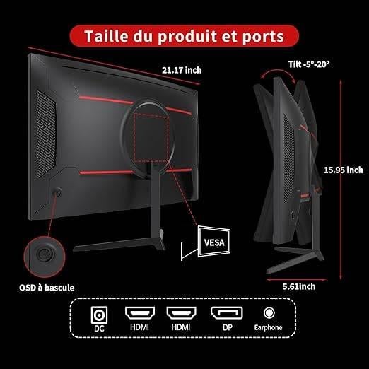 KTC 24 Inch Gebogen Gaming PC Monitor | GRATIS LEVERING, -, -, KTC, Envoi