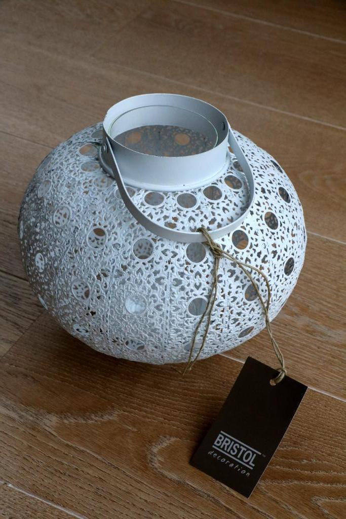 22 cm BRISTOL metalen kandelaar voor binnen en buiten (nieuw, Wit, Nieuw, Ophalen of Verzenden, Metaal