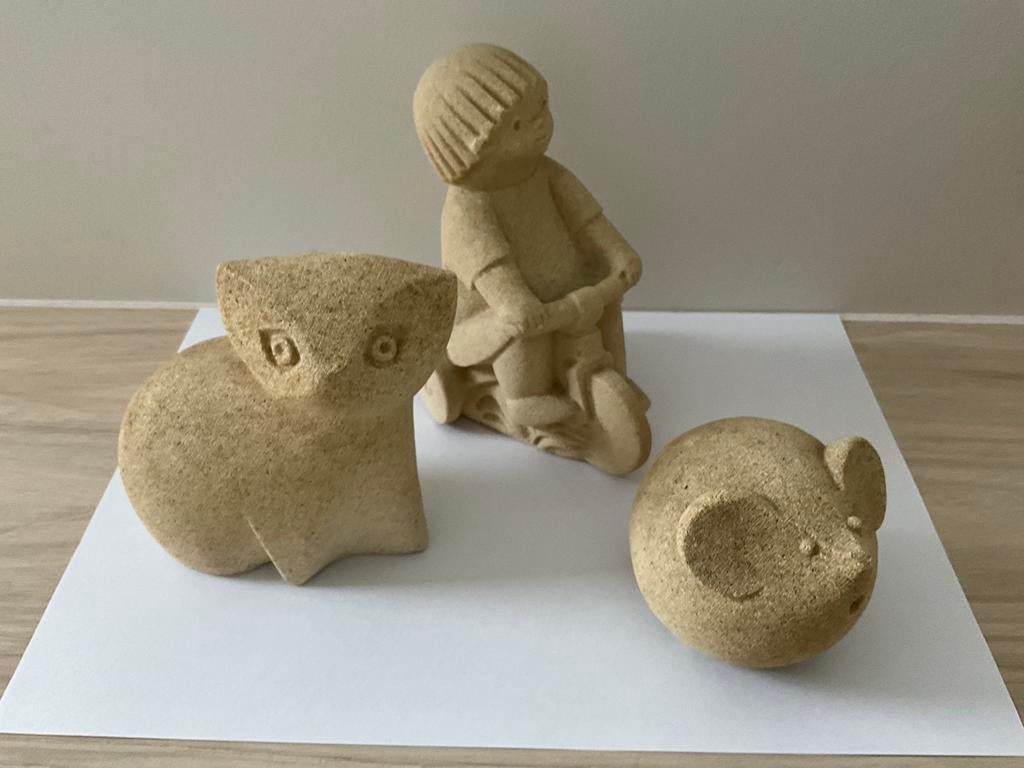 3 figurines Marbel Stone Art Belgium, années 1970, Enlèvement, Comme neuf