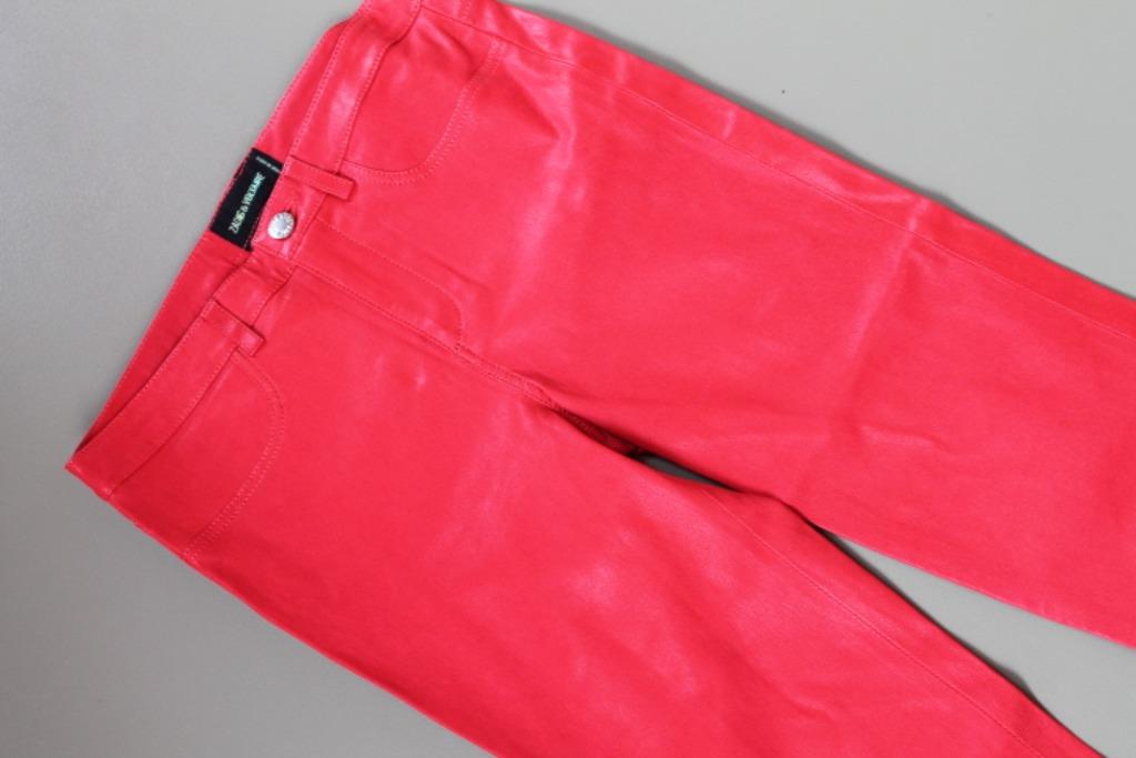 ZGAN rood lederen skinny Zadig & Voltaire, Zadig & Voltaire, Verzenden, Zo goed als nieuw, Maat 36 (S)