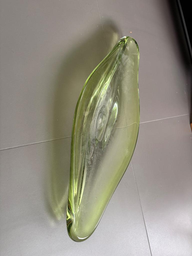 Val saint Lambert groene schaal, Antiek en Kunst, Antiek | Glaswerk en Kristal, Ophalen of Verzenden
