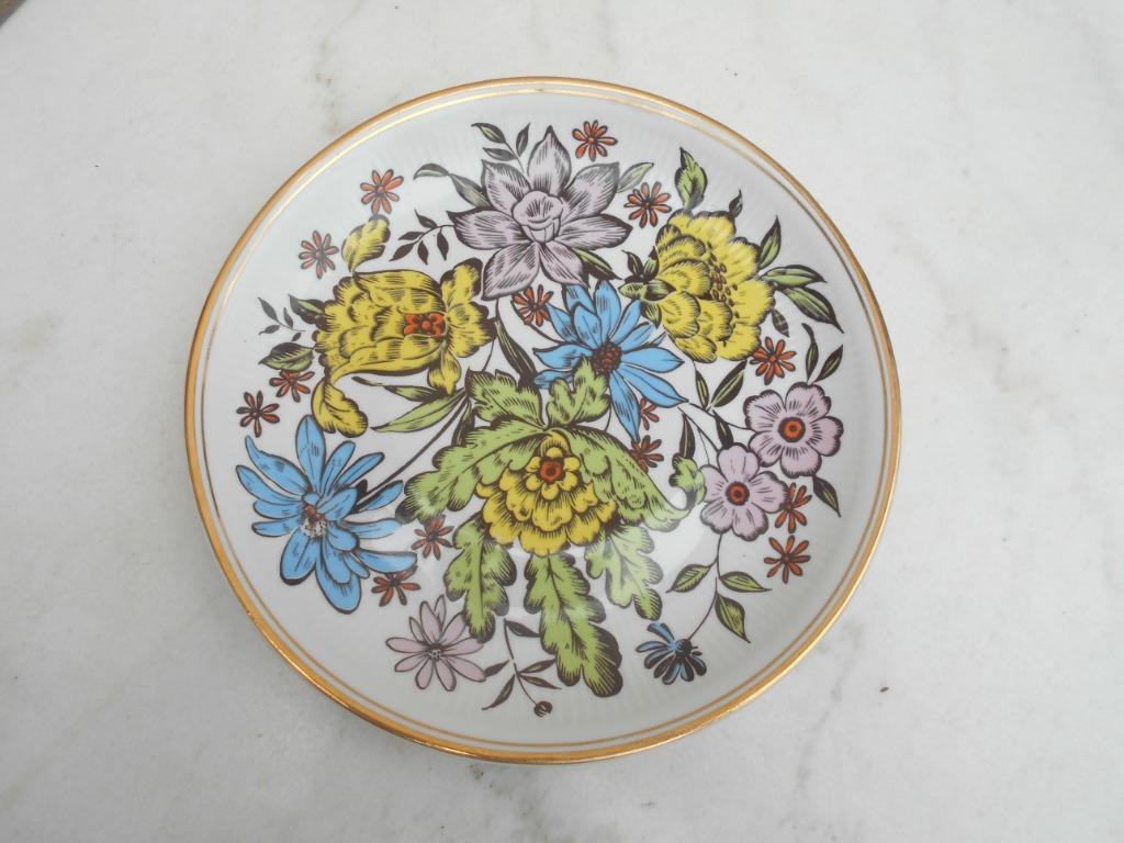 ancienne assiette Walbrzych Pologne fleurs liseré doré, Antiek en Kunst, Ophalen of Verzenden