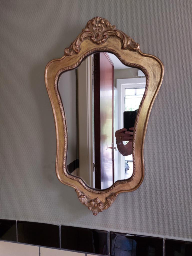 Miroir vintage en bois doré 54 x 34cm, Maison & Meubles, Enlèvement, Comme neuf