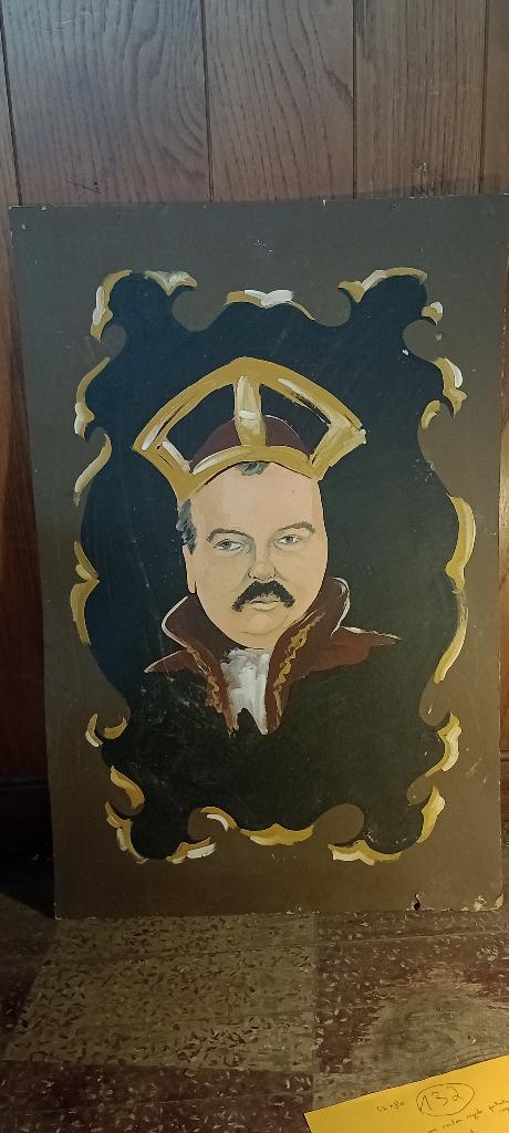 Naïef schilderij Portret Prins Claus Nederland 52x80, n132, Antiek en Kunst, Ophalen of Verzenden