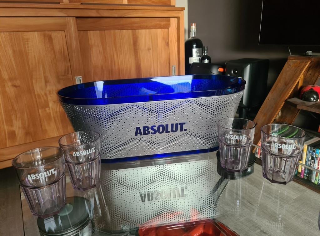 Absolut vodka ijsemmer met bijhorende acryl bekers, Ophalen of Verzenden, Nieuw, Verpakking