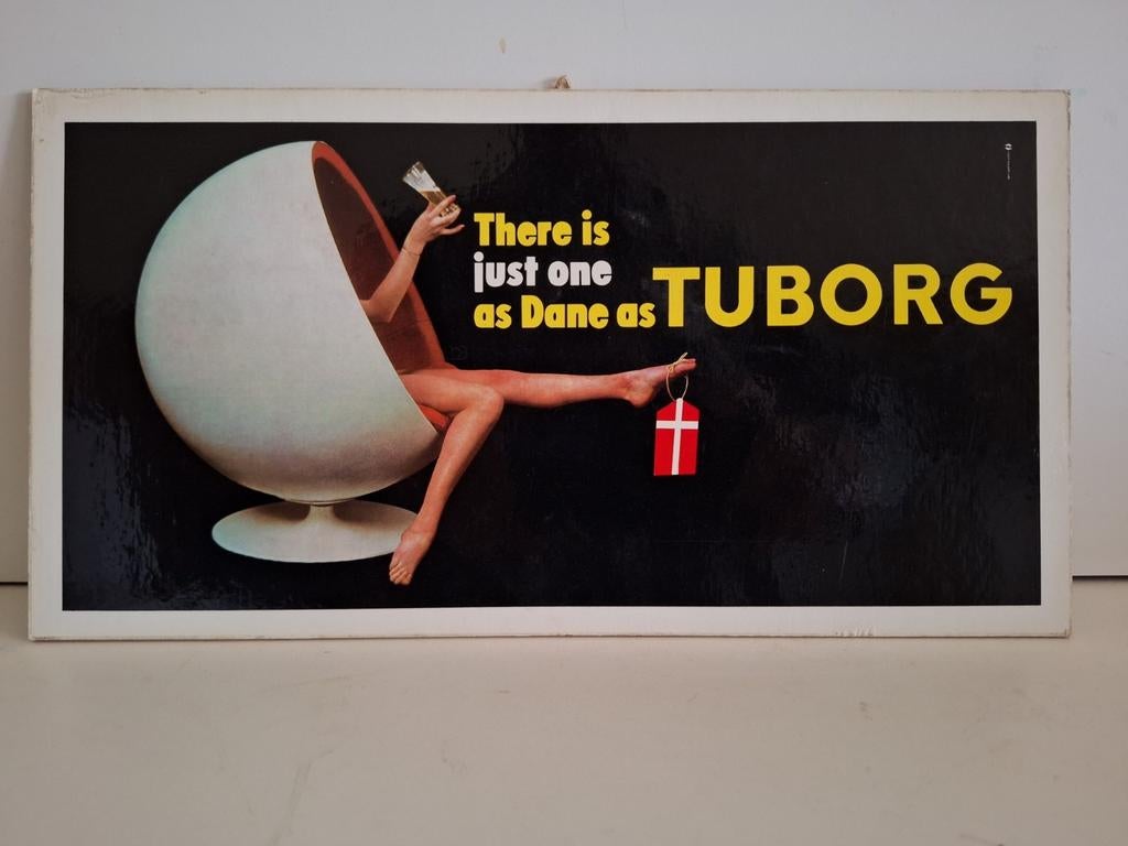 Oud reclamebord Tuborg bier Eero Aarnio Ball Chair, Enlèvement ou Envoi