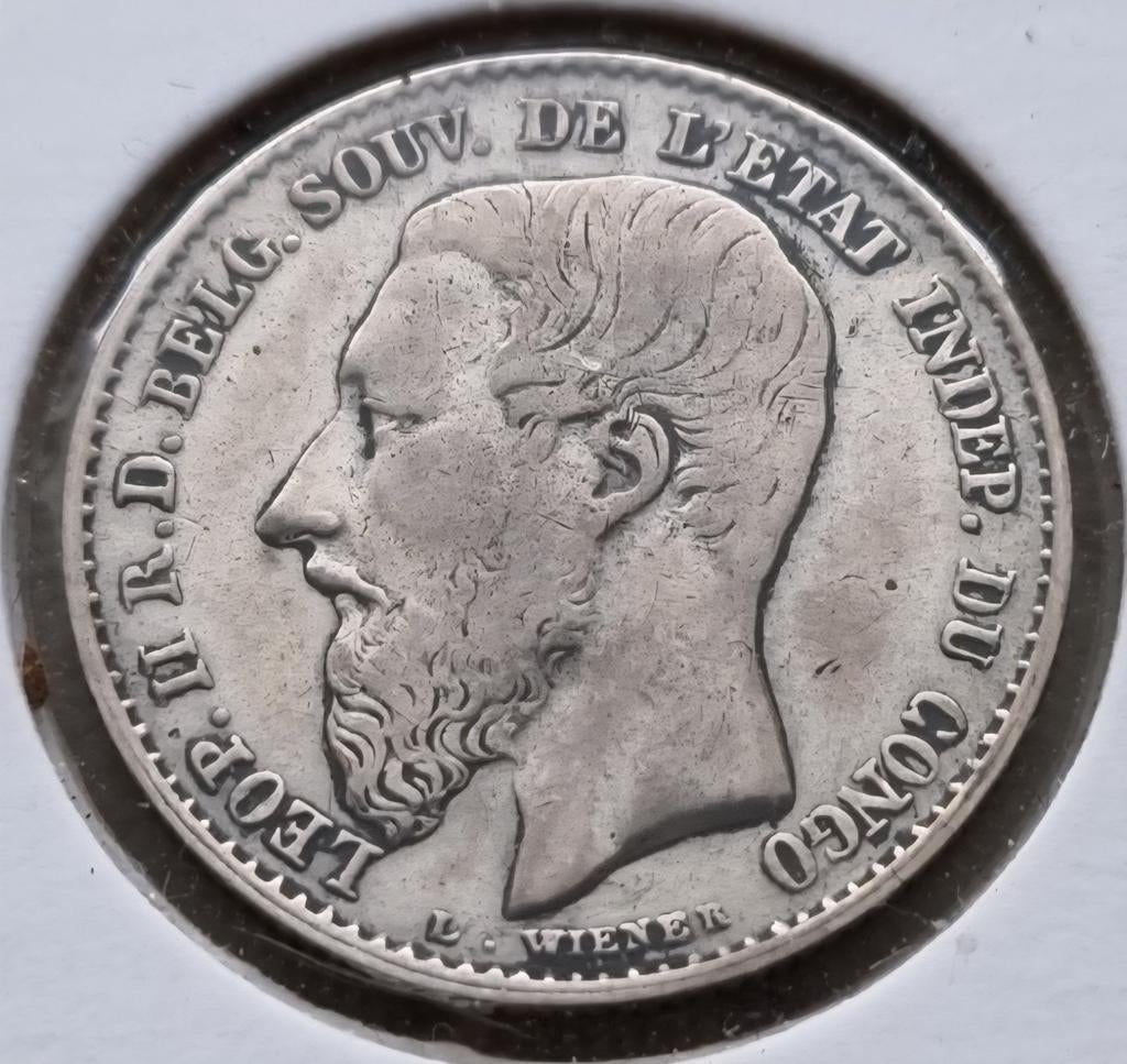 50 Cent 1896 Belgisch Congo / Leopold II, Enlèvement ou Envoi, Monnaie en vrac, Argent