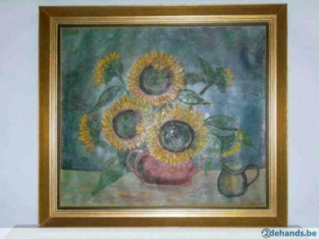 schilderij zonnebloemen G Baecke, Antiek en Kunst, Kunst | Schilderijen | Klassiek, Ophalen