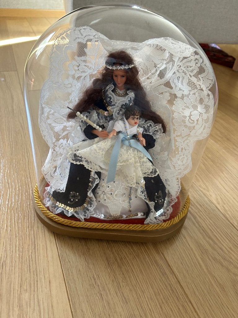 Glazen stolp decoratie mondgeblazen, Ophalen, Zo goed als nieuw, 28 cm, Inclusief decoratie