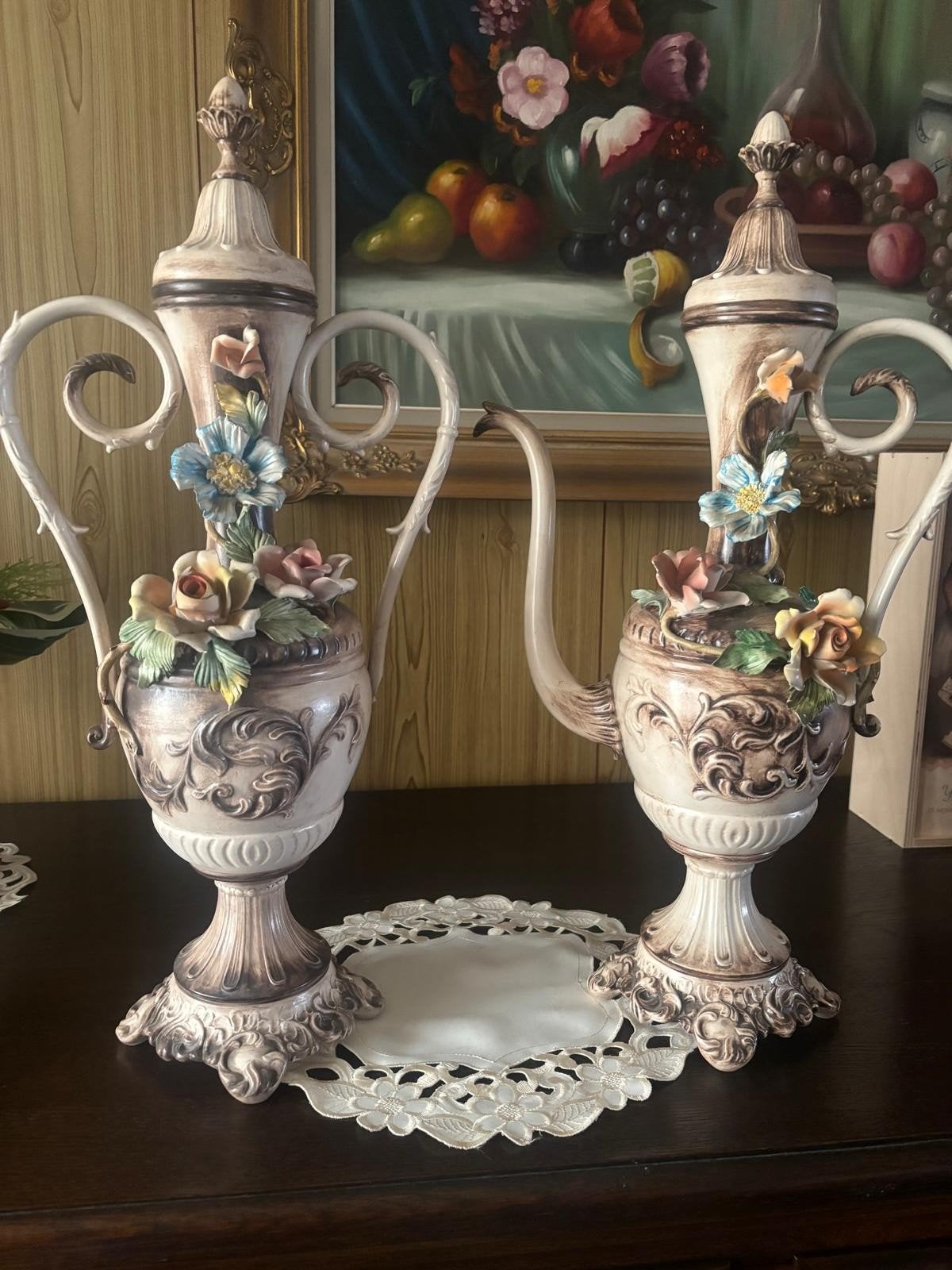 Decorative Italiaanse keramische vazen met bloemen, Ophalen