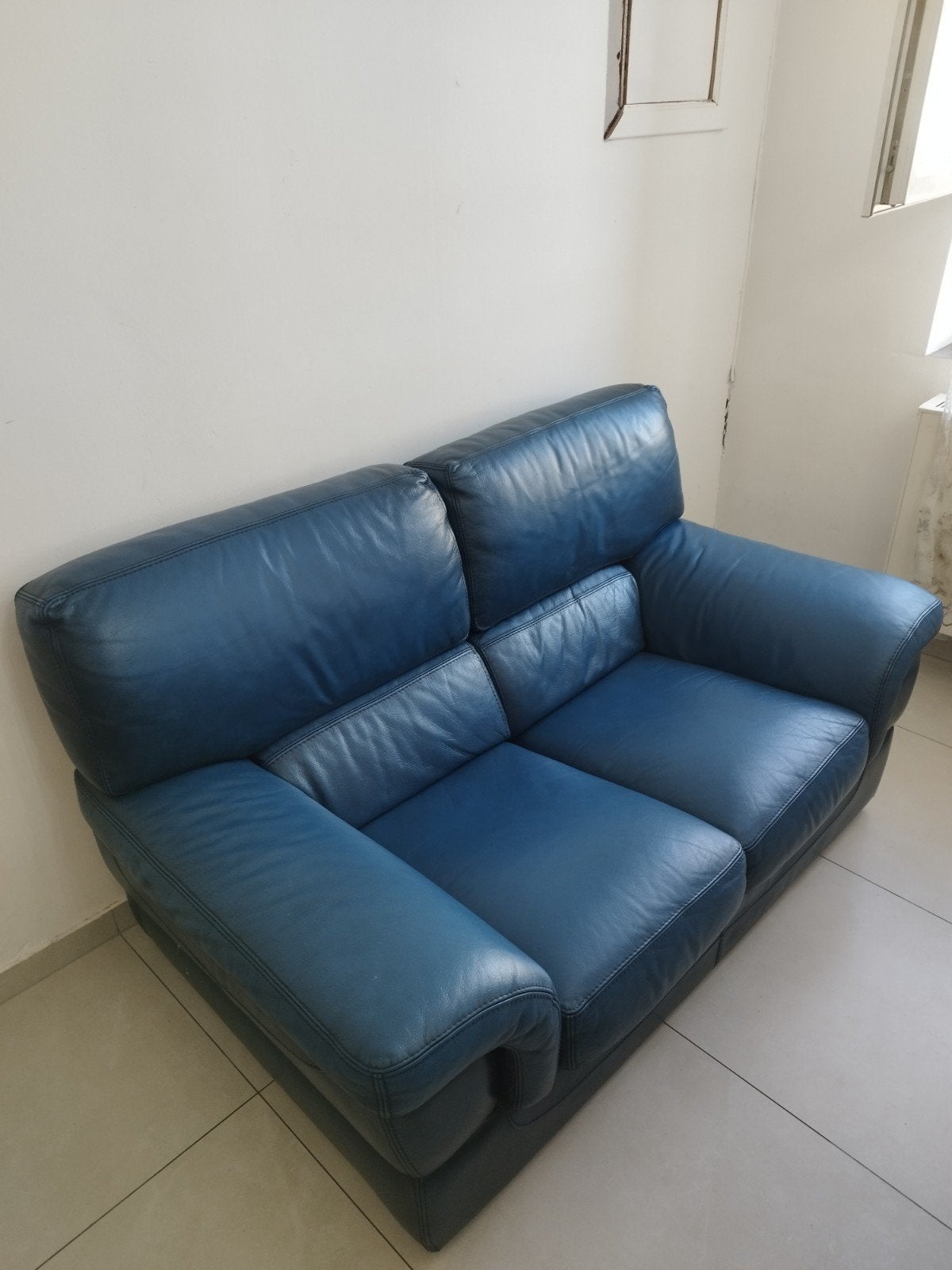 Fauteuil canape 2 places vrai cuir, Maison & Meubles, Enlèvement ou Envoi, Cuir