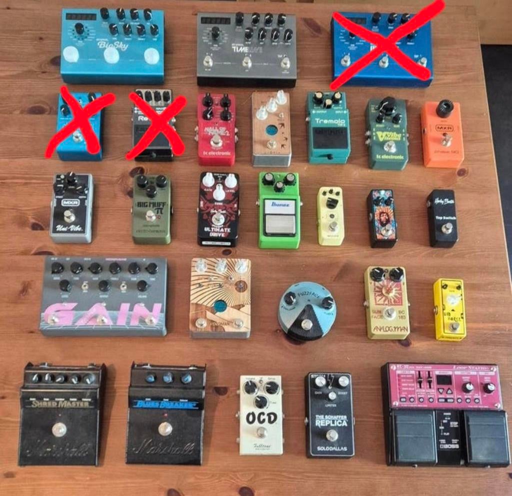 Gitaar effectpedalen collectie - Eerste eigenaar, Muziek en Instrumenten, Effecten, Zo goed als nieuw, Chorus, Delay of Echo, Distortion, Overdrive of Fuzz