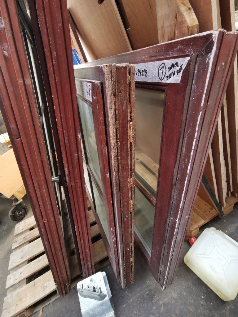 Meranti ramen dubbel glas, Doe-het-zelf en Bouw, Ophalen, Gevelraam of Ruit, Gebruikt, 120 tot 160 cm