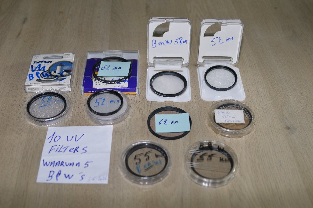 10 uv filters in lot waarvan 5 b&w merk, Ophalen of Verzenden, Gebruikt, UV-filter, B&W