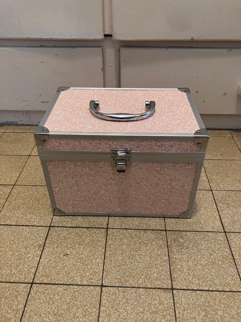 Trousse à maquillage/beauté (paillettes roses), Rose, Enlèvement, Rigide, Comme neuf