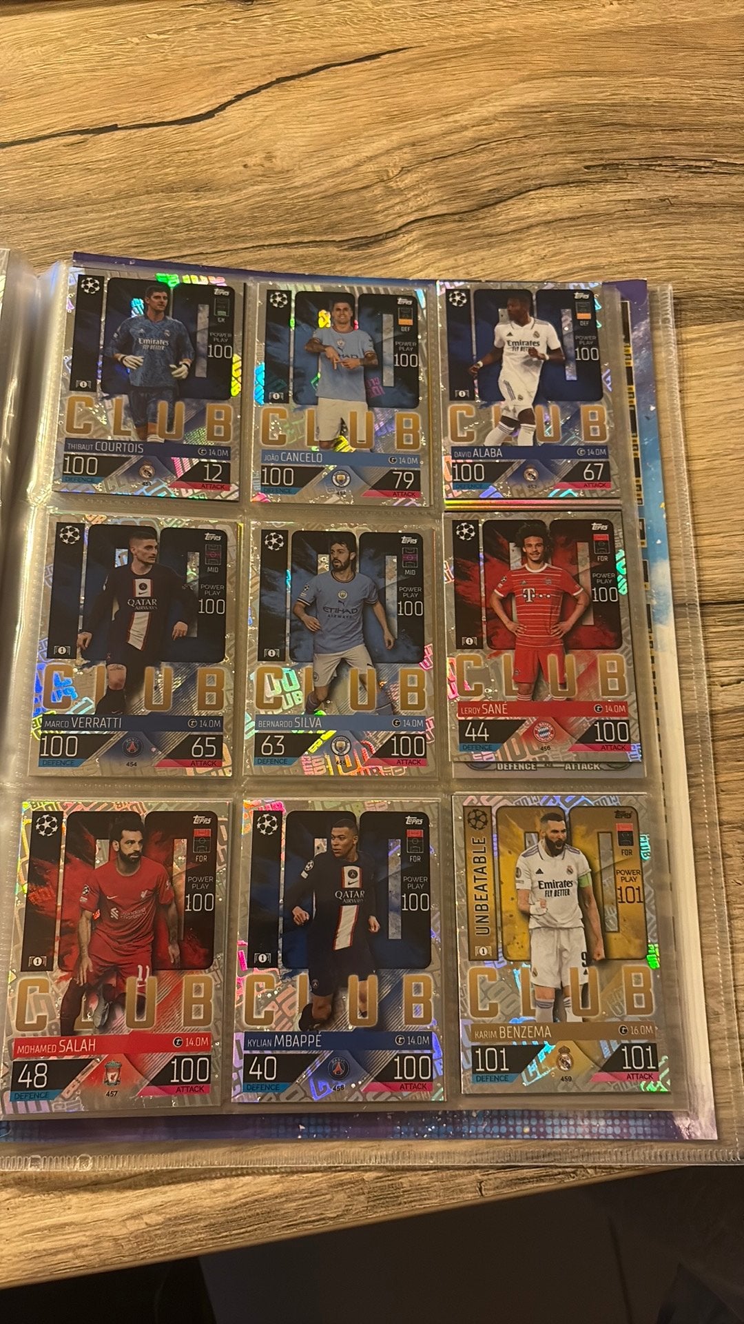 Match Attax 2022/23 100 Club + Benzema Unbeatable 101, Ophalen of Verzenden, Zo goed als nieuw, Meerdere kaarten, Foil
